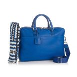 DOUBLE COMPARTMENT BLUE LEATHER LAPTOP BAG TRUE BLUE RRP £595.00 Its interior features two