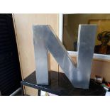 Letter - N Aero Handcrafted In A Slightly Distressed Aluminium Finish