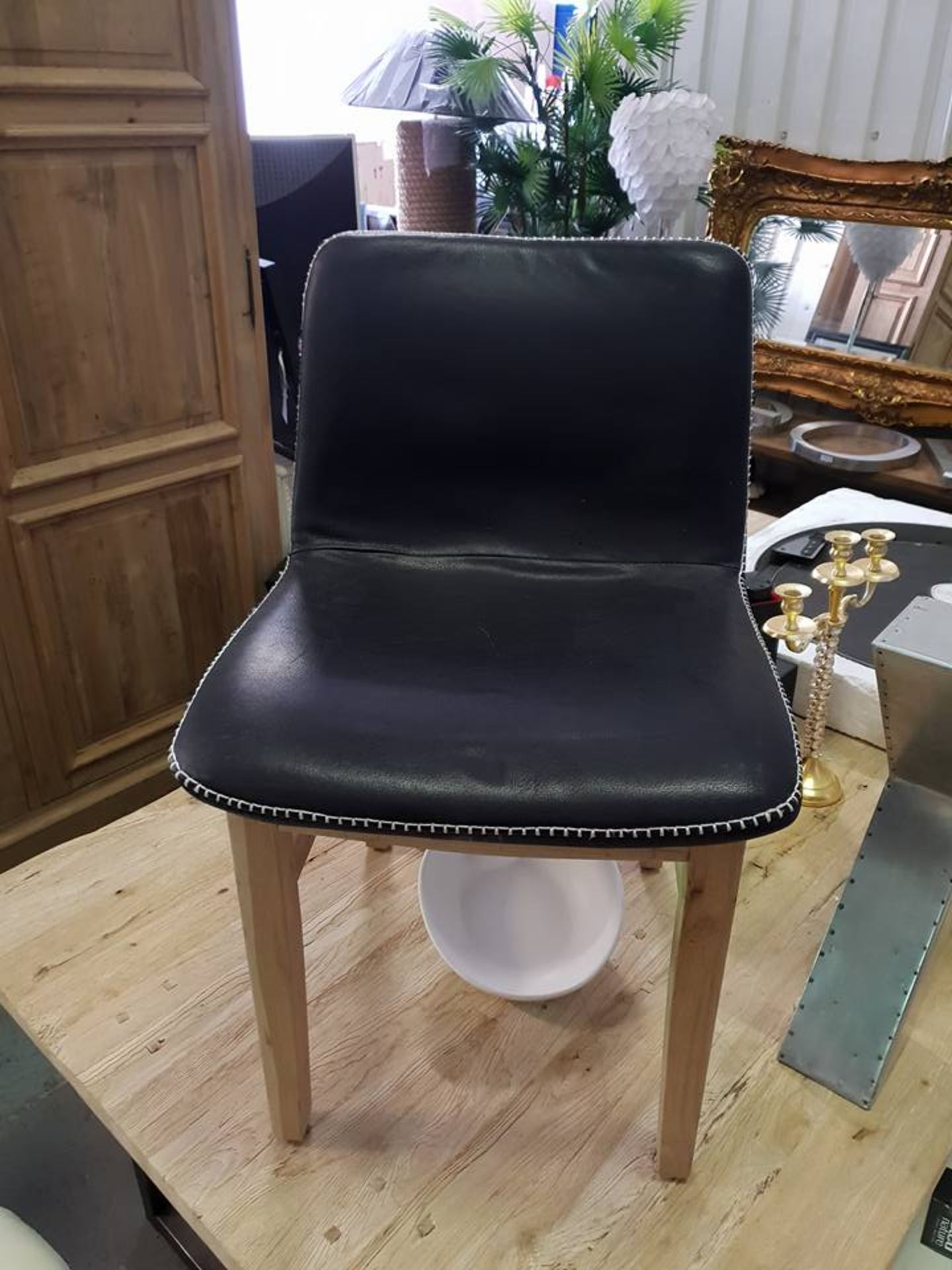 Bleu Nature F293 Cocoon Dining Chair With New Stitching -Sioux Black & Brown Nibbed Oak 49 x 57 x 79