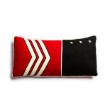 A Military-Inspired Cushion Hand-Sewn With Vintage Elements Red And Black Stiped 65cm x 47cm RRP £