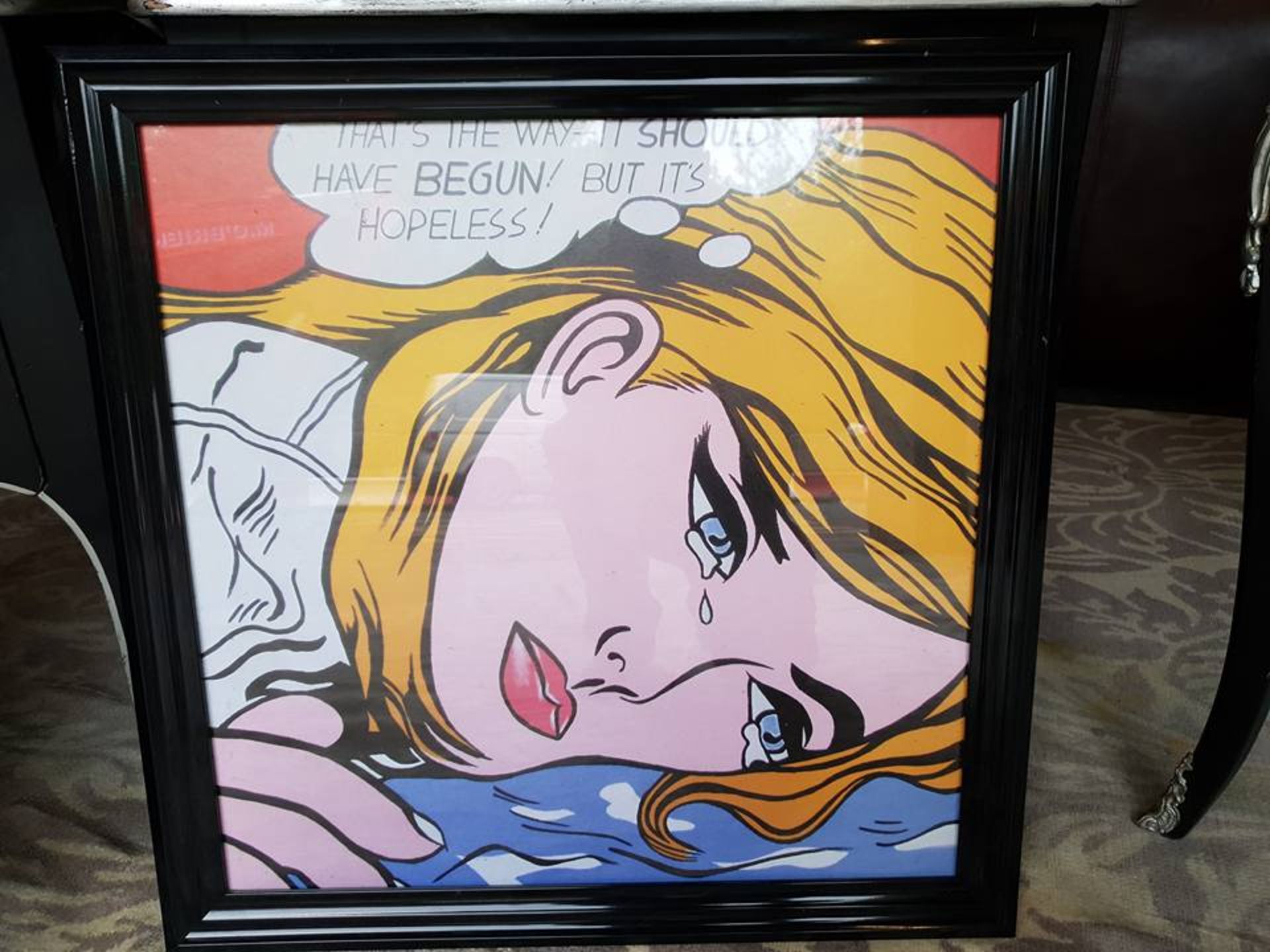 Print Framed After Roy Lichtenstein “That's The Way It Should Have Begun! But It's Hopeless!” Black