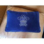 Cushion Navy Blue with Crest Ich Dien 56 x 36cm