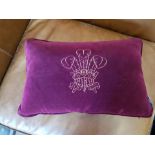 Cushion Burgundy with Crest Ich Dien 56 x 36cm