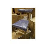 Refectory Dining Chair Blue Upholstered & Oak 51 X 57 X 87
