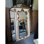 Large Tall Mirror French Empire style distressed white and gilt 92 x 160cm