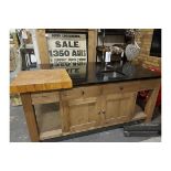 Island Kitchen Genuine English Reclaimed Timber And Black Marble Top T-Kit-Ki-0003z Feature
