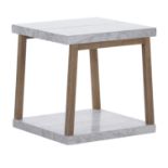 Valencia Side Table 50x50cm Marble White Honed & Rus Wood 50 x 50 x 50cm RRP £690