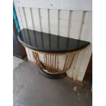 Art Deco Style Brass and Marble Console Table – Sold Brass Frame and Absolute Black Marble 25 x 48 x
