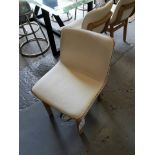 Bleu Nature F293 Cocoon Dining Chair With New Stitching Pebble White Leather & Brown Nibbed Oak 49 x