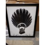 Vintage Moleskin Hot Air Balloon Art - Artwork (100x82cm) Black Wood RRP £380