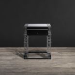 Spectrum Side Table With Drawer 50cm Smoke Glass & Matt Black 50 x 50 x 60cm RRP £1320