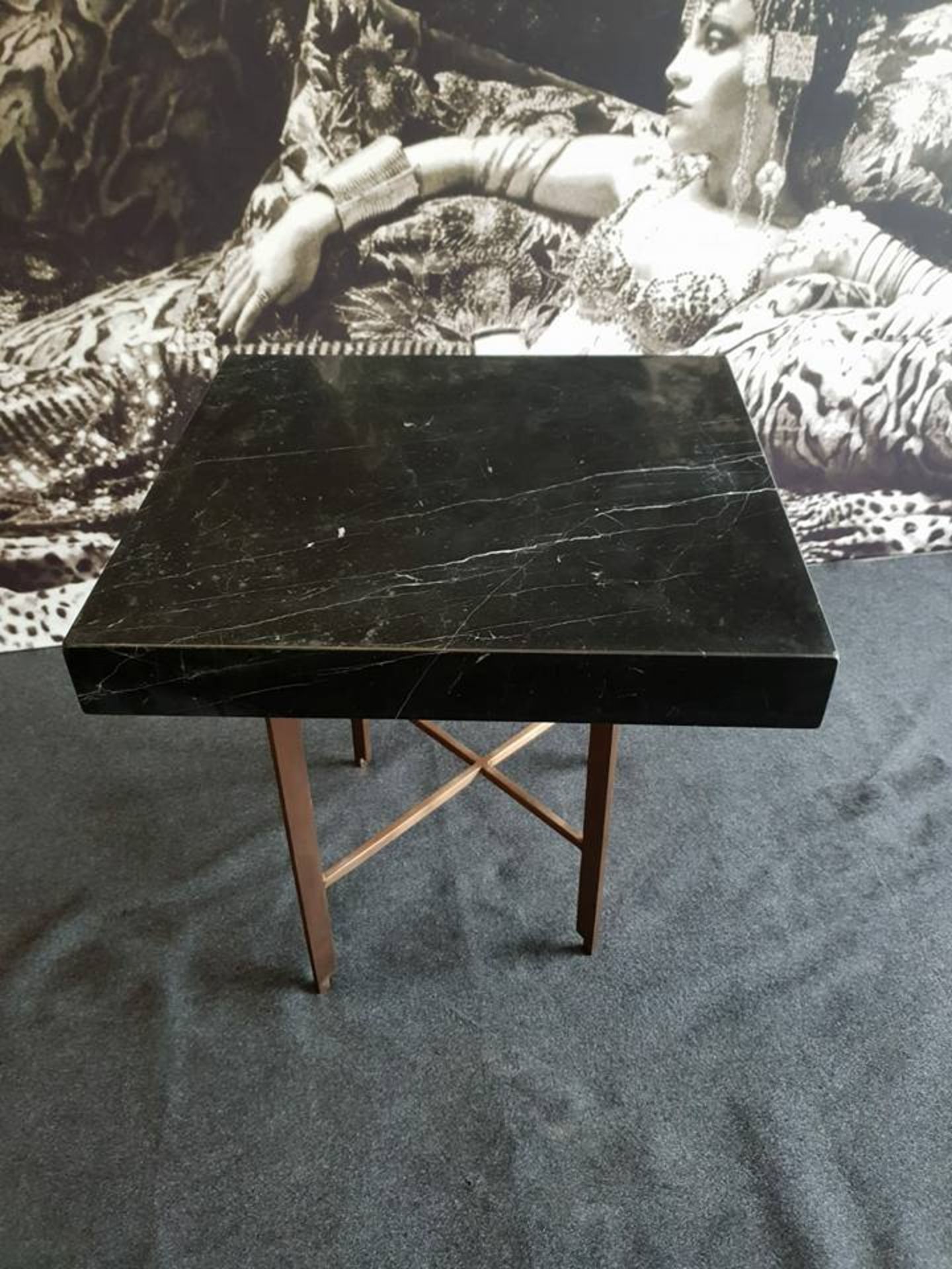 Hioned Black Marble and Bronze lamp table 39 x 36 x 40cm