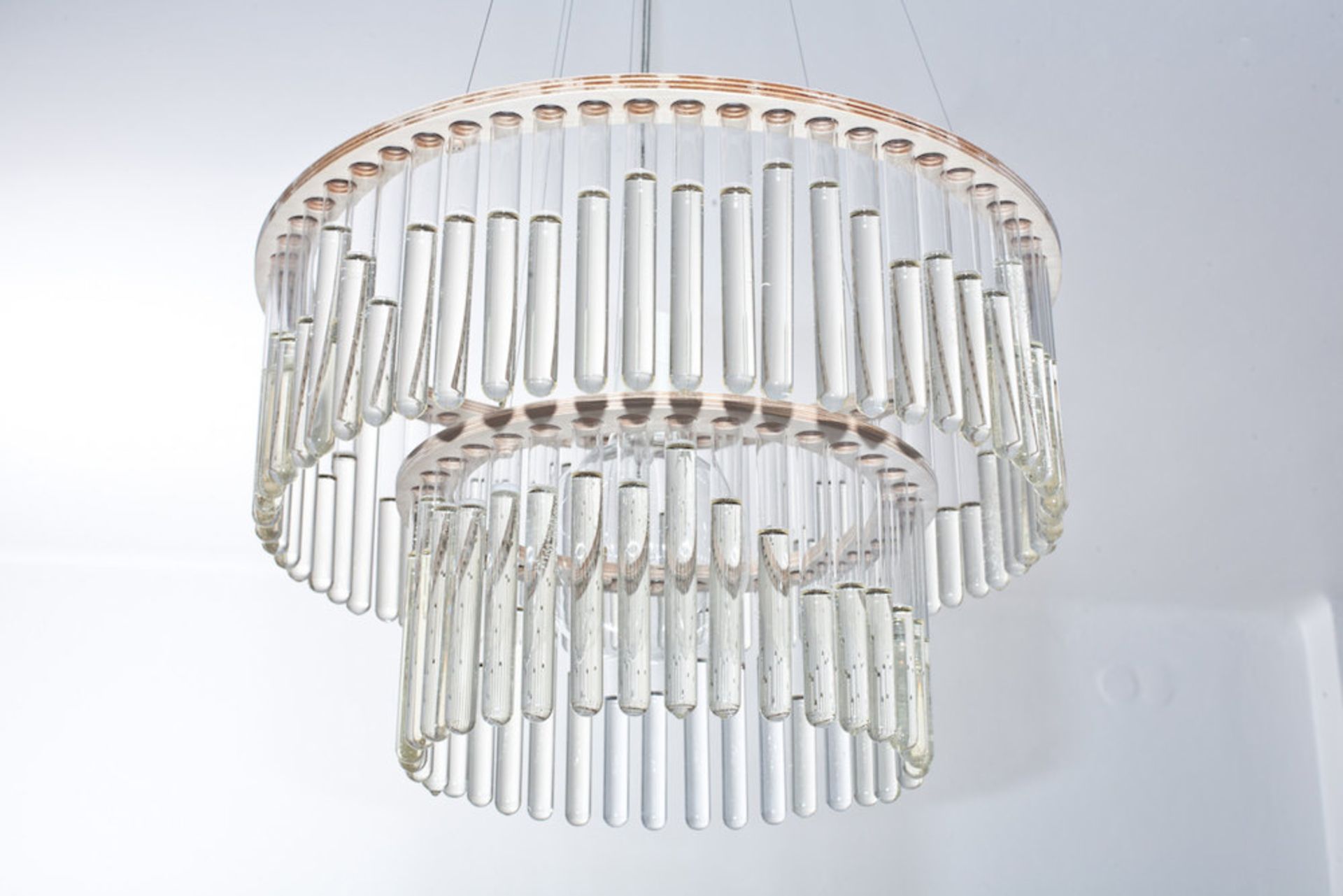 Test Tube 2 Ring Pendant 85x50cm-Nat(UK) A Unqiue And Unusual Lighting Piece Sure To Be A