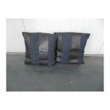 Pillow Chancellor - Grey Blue Checker & Black Leather 50 x 50 x 15cm