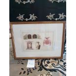 Framed Engraving Depicting Furniture 55 x 41cm