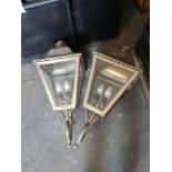 A Pair of Silver Metal IP65 Coach Lanterns Portch Lights 90 x 33 x 41cm