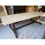 Barn Dining Table - Natural Oak and Dark Brass Iron Frame 240 x 100 x 77cm