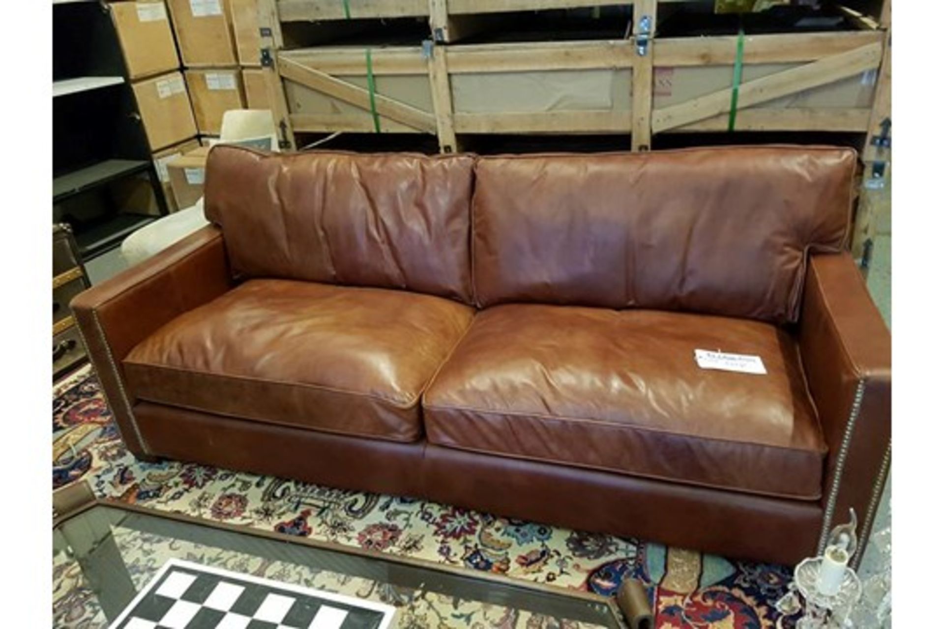 Viscount William 3 Seater Old Saddle Mocha Leather 222 x 101 x 88cm RRP £2175