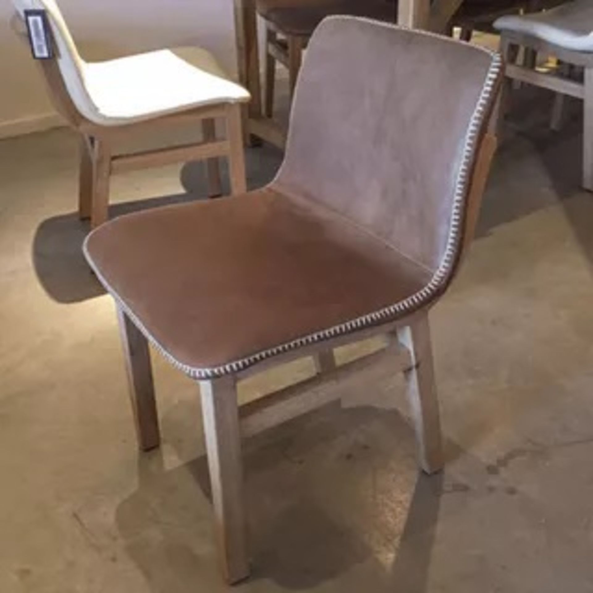 Bleu Nature F293 Cocoon Dining Chair With Double Stitching Cheyenne& Brown Nibbed Oak RRP £665