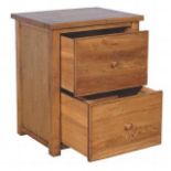 Wentworth 2 Draw Filing Unit-Nibbed Oak 63 x 50 x 76cm Hand Crafted In Beautiful Solid Oak Wood Then