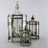 Charles Edwards Lucinda Medium Hanging Octagonal Pendant in Stove Lacquered Brass and Clear Glass 30