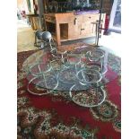 Statement Glass Coffee Table - 10mm clear tempered glass mounted over five chrome bases 155 x 34cm