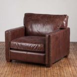 Viscount William Sofa Single Seater Sioux Charcoal Leather 101 x 101 x 88 cm RRP £1575