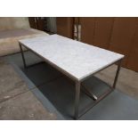 Oxford Dining Table Modern Marble Top Brushed Steel 236 x 137 x 102