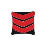 A Military-Inspired Cushion Hand-Sewn With Vintage Elements Cushion Striped Red And Black 57cm
