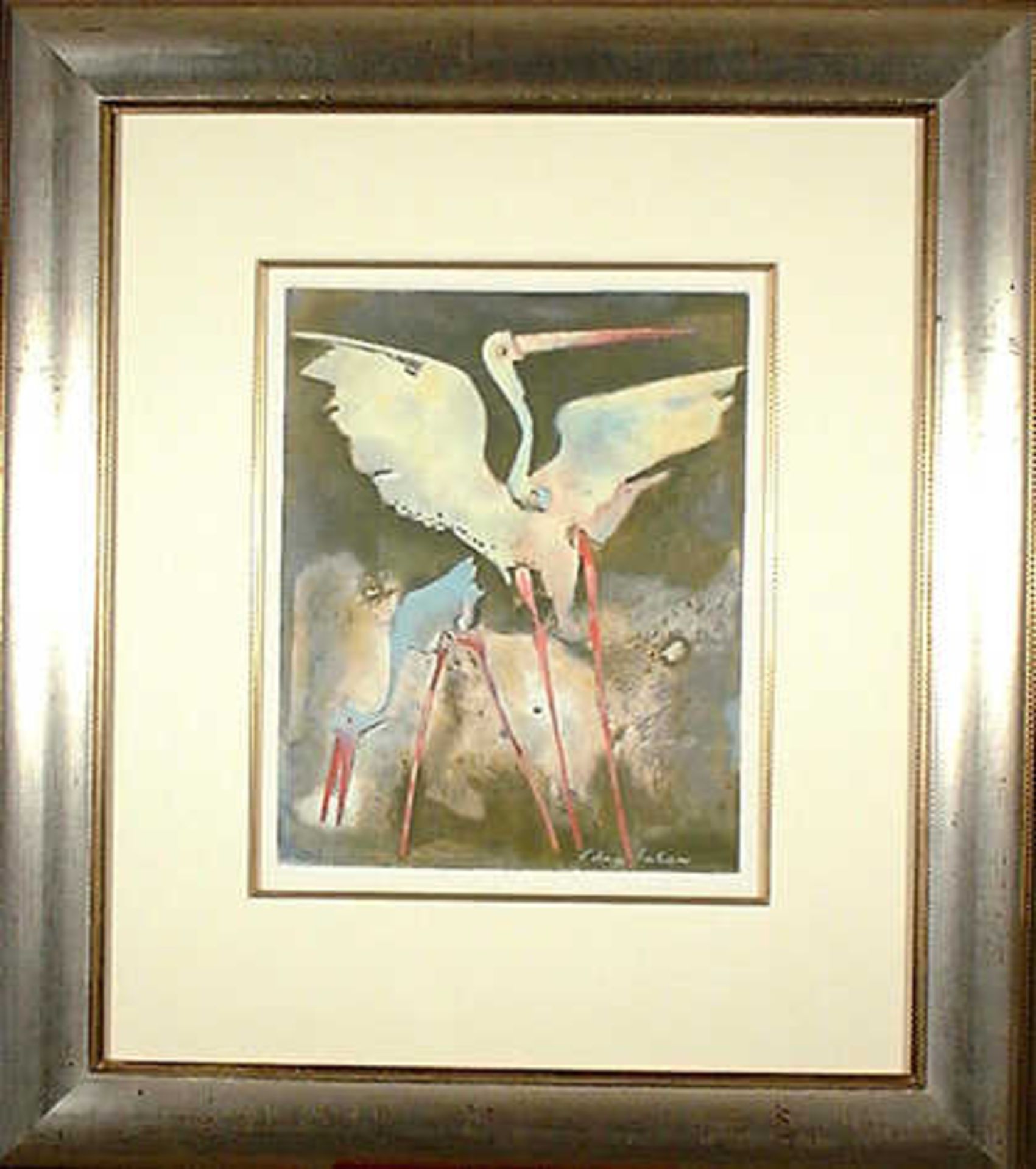 White Flamingo's Saloman  Limited Edition 260/295  - Mounted and Framed 55x62cm Edwin Salomon was