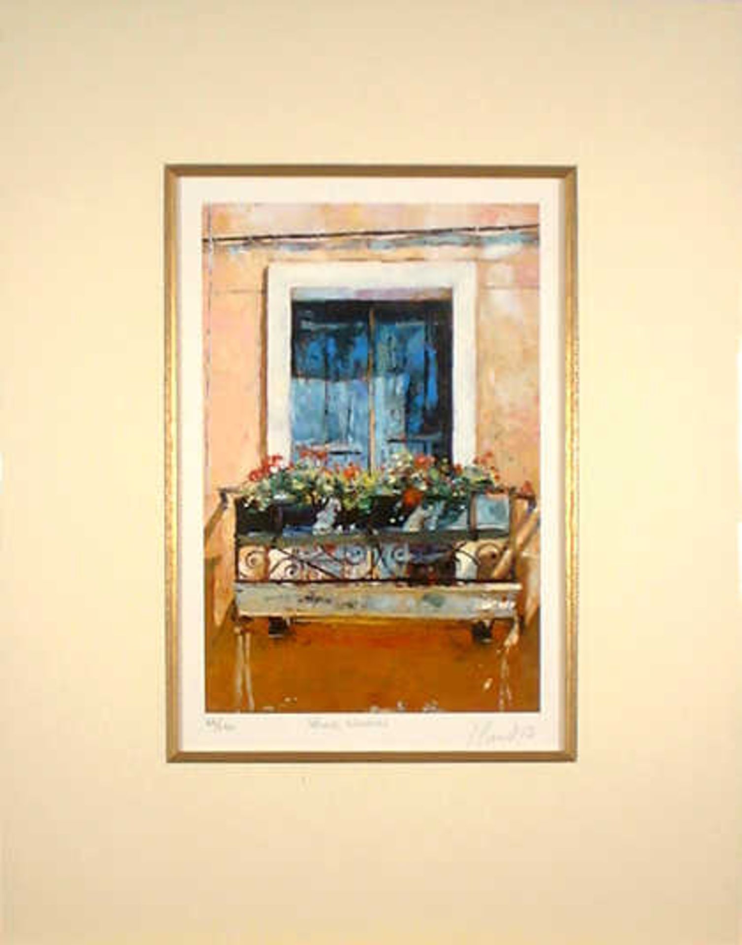 Venice Window Jeremy Sanders  Limited Edition No 48/250  - Mounted 31x40cm Born in south wales in