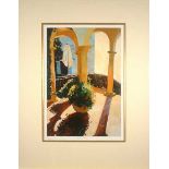 Arched Terrace Jeremy Sanders  Limited Edition No 49/250  - Mounted 40.5x52.5cm Born in south