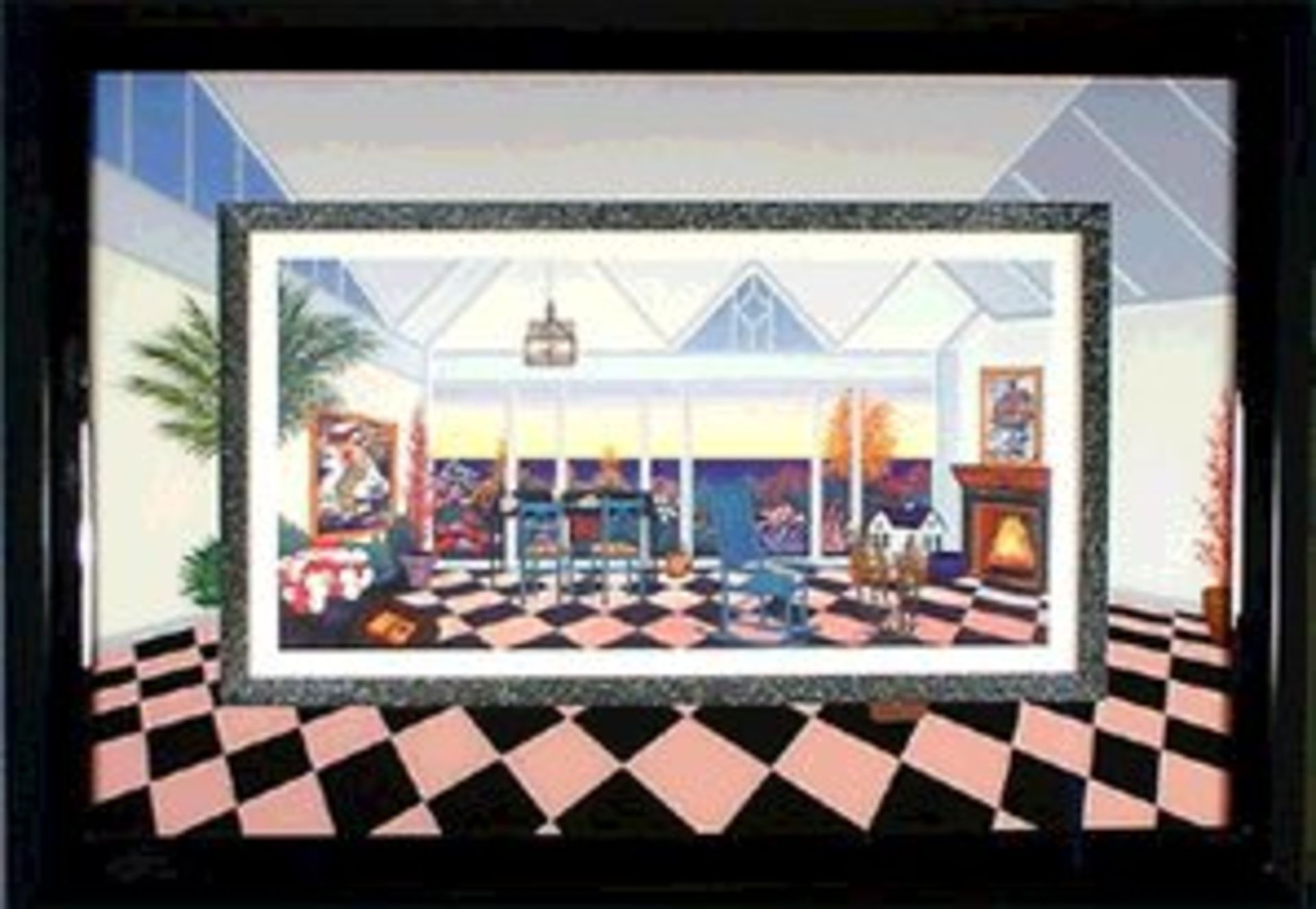 Interior With Two Chagals Fanch Ledan  Limited Edition 2/395  Certificate of Authenticity Giclee