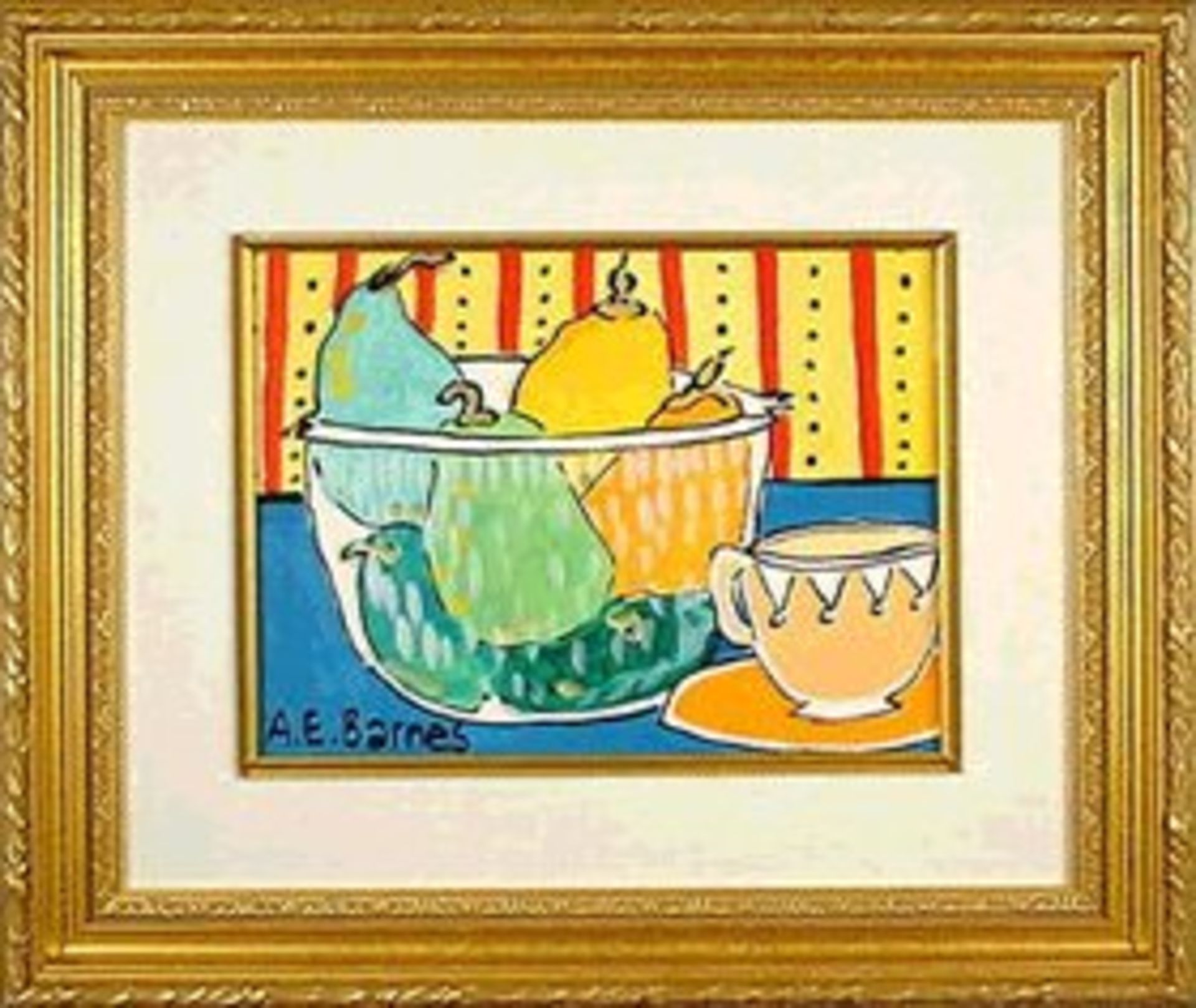 Fruit & Cup A. E. Barnes  Original Acrylic  - Mounted and Framed 51x44cm I was never interested in