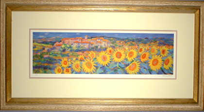 Sunflowers John Holt  Limited Edition 261/300  - Mounted and Framed 94x50cm Often being confused