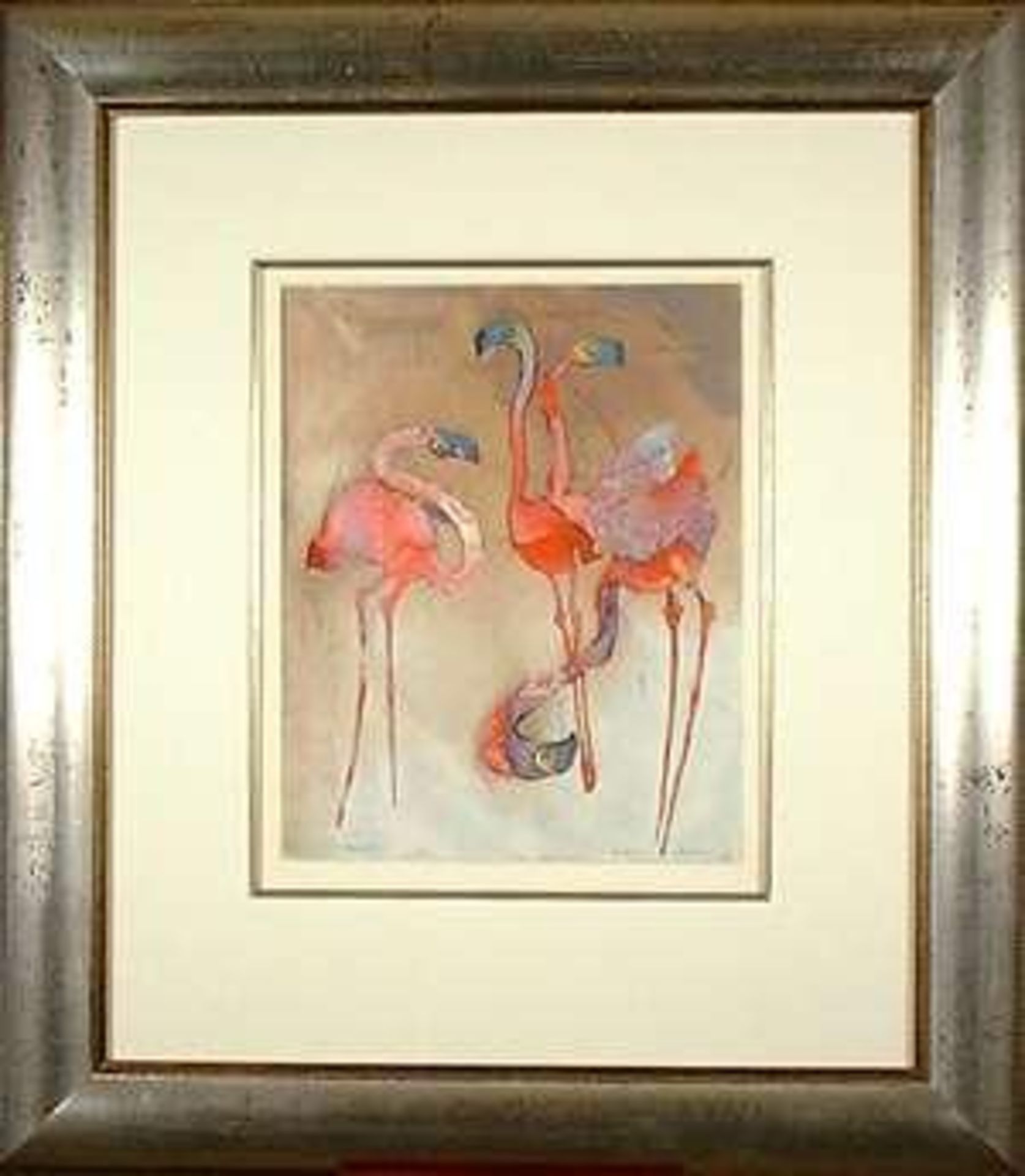 Red Flamingos Saloman  Signed Limited Edition 266/295  - Mounted and Framed 55x62cm Edwin Salomon