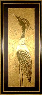 Cranes I Ann Dergara  Embossed Metal  - Mounted and Framed 47x98cm The enthusiasm with which Ann
