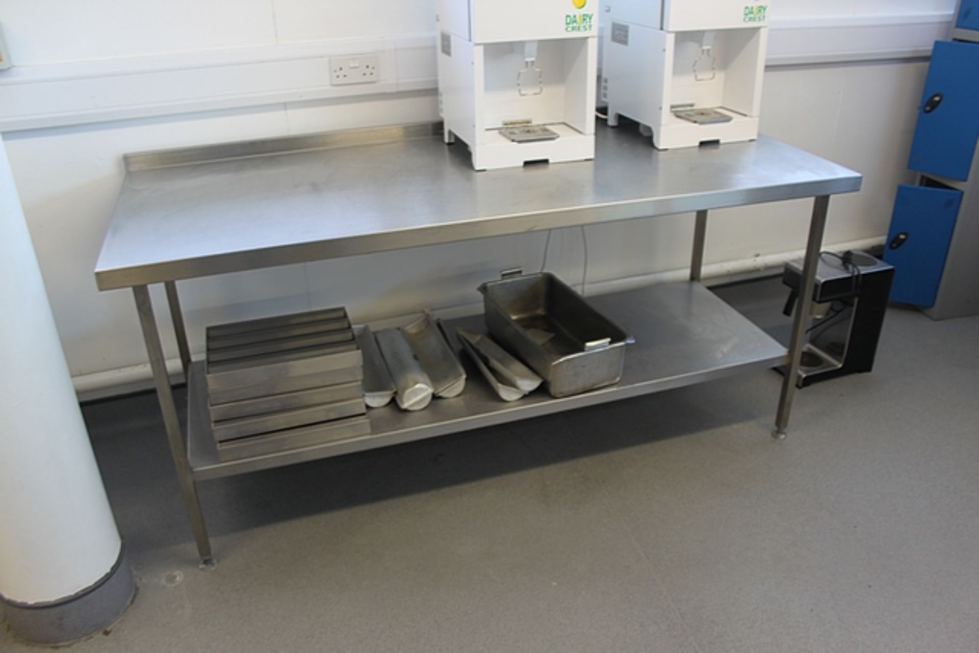 Stainless steel preparation table with upstand and shelf 2000 x 850mm Location in College 4th Floor