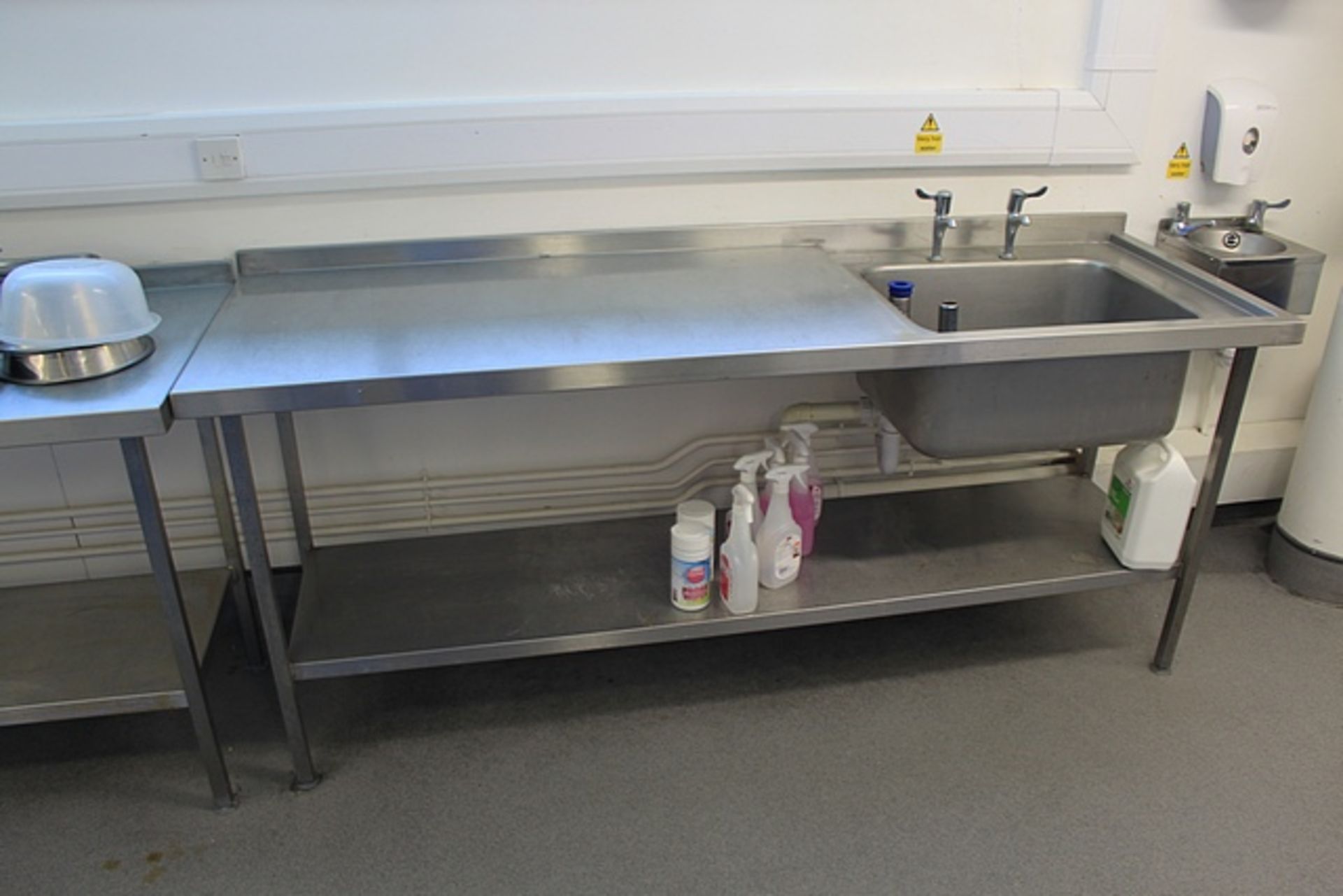 Stainless steel commercial utensil sink with left hand drainer 2100mm Location in College 4th Floor