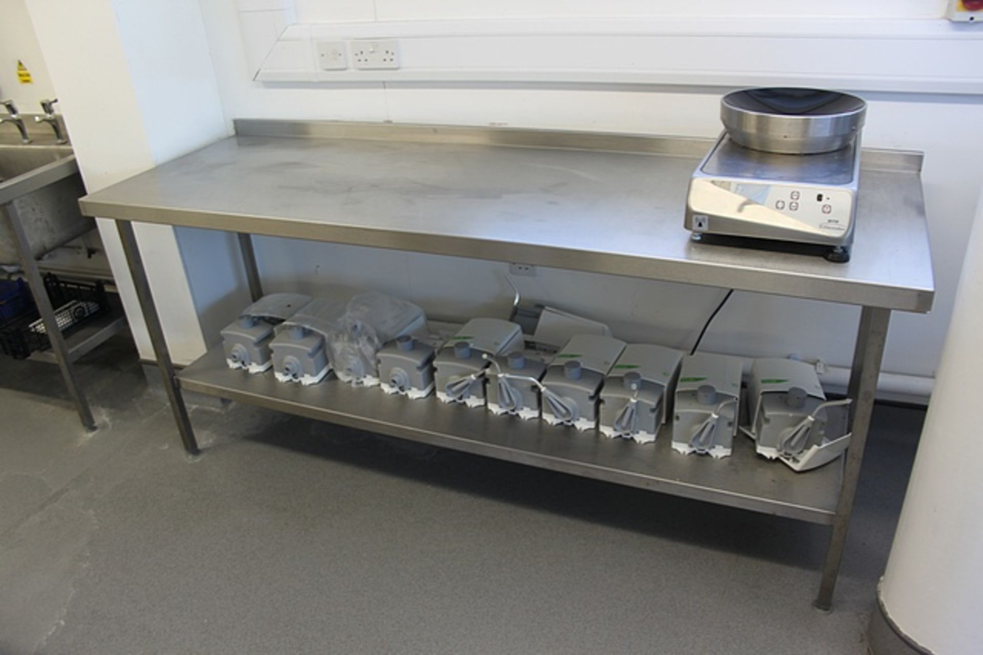 Stainless steel preparation table with upstand and shelf 2100 x 700mm Location in College 4th Floor