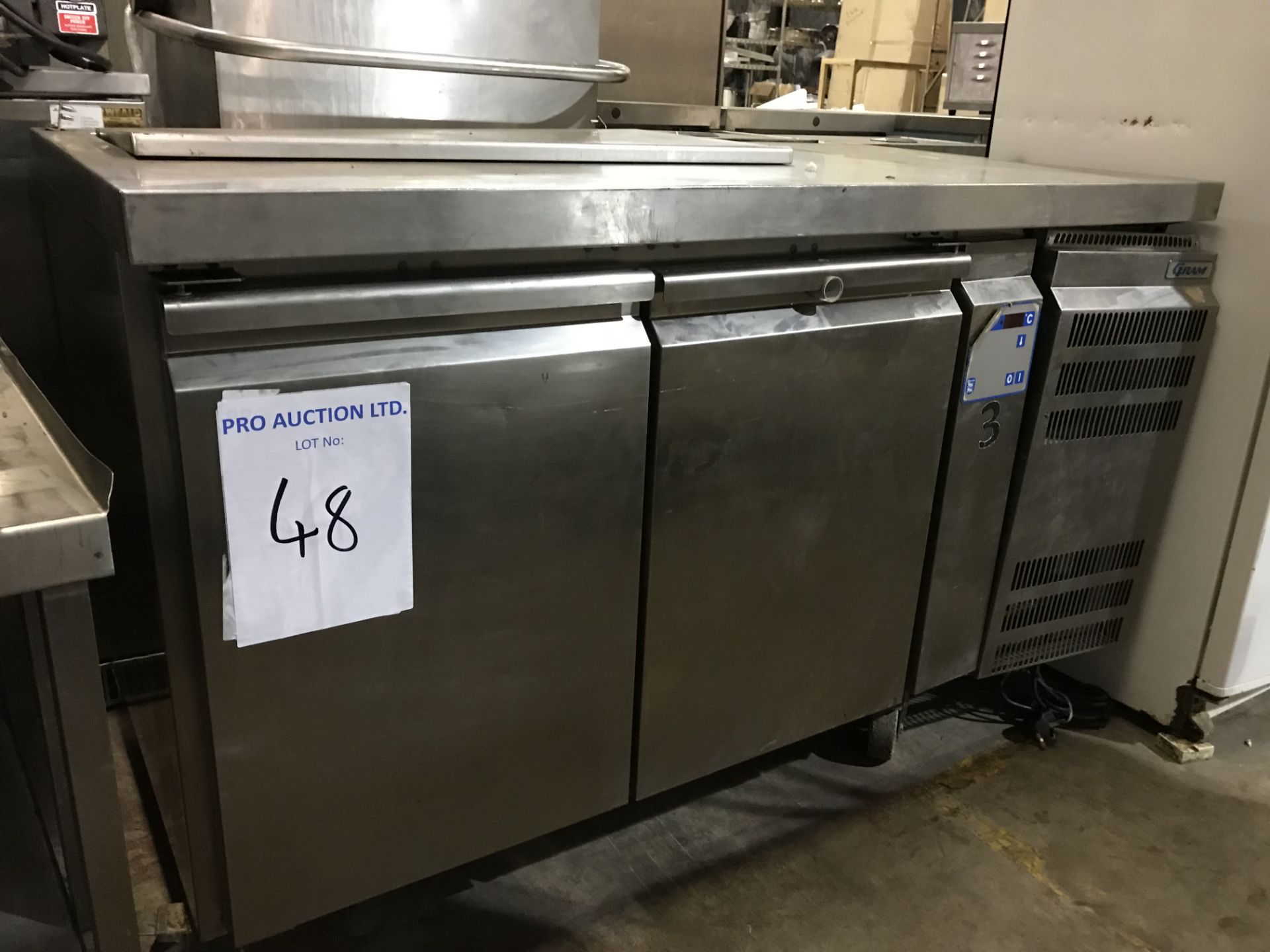 Gram KB1407 two door refrigerated counter bench fridge 294 litre capacity power type 0.31kW, 220-