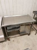 Stainless steel mobile table with 4 tier rack stoarge 400 x 690mm