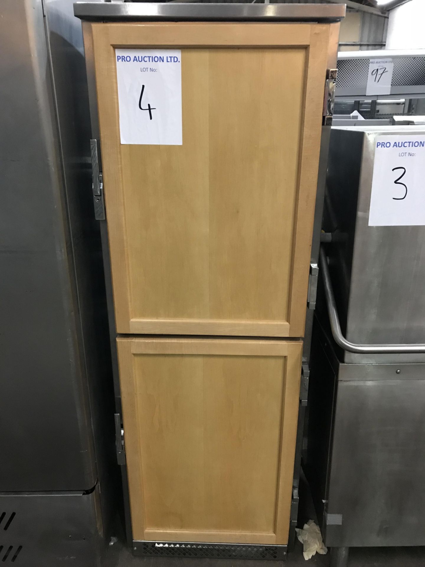 Weald WM52H upright two door refrigerator temperature range: +3/+7 units fitted in wooden case