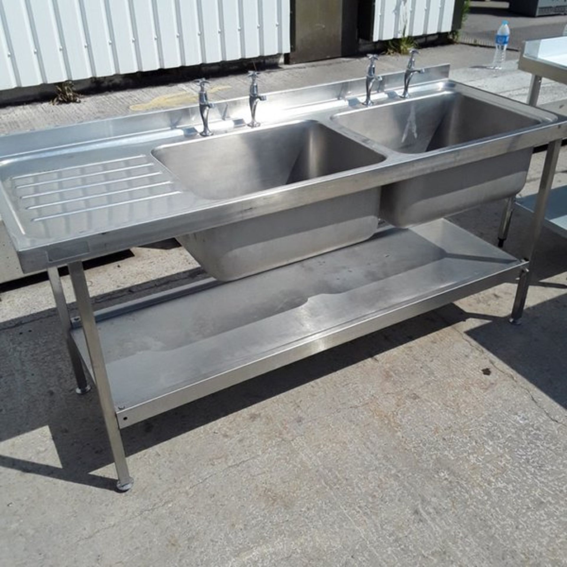 Stainless steel commercial utensil sink twin bowl