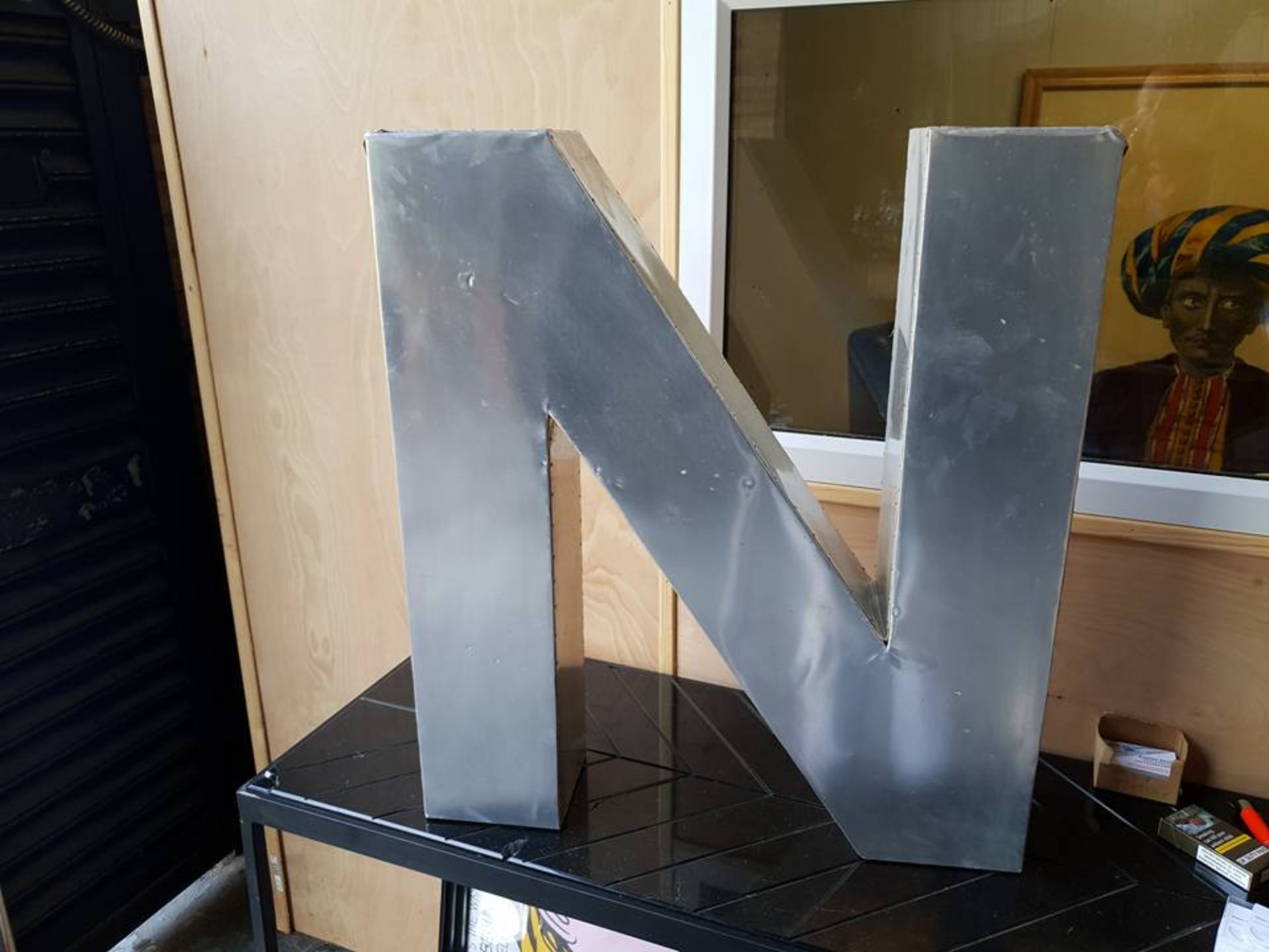 Letter - N Aero Handcrafted In A Slightly Distressed Aluminium Finish ( Location A7 -74)