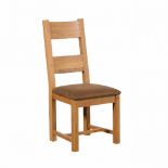 Oregon Dining Chair Oiled Oak with Alcan Chesnut Upholstered Pad 50 x 52 x 105cm RRP £145