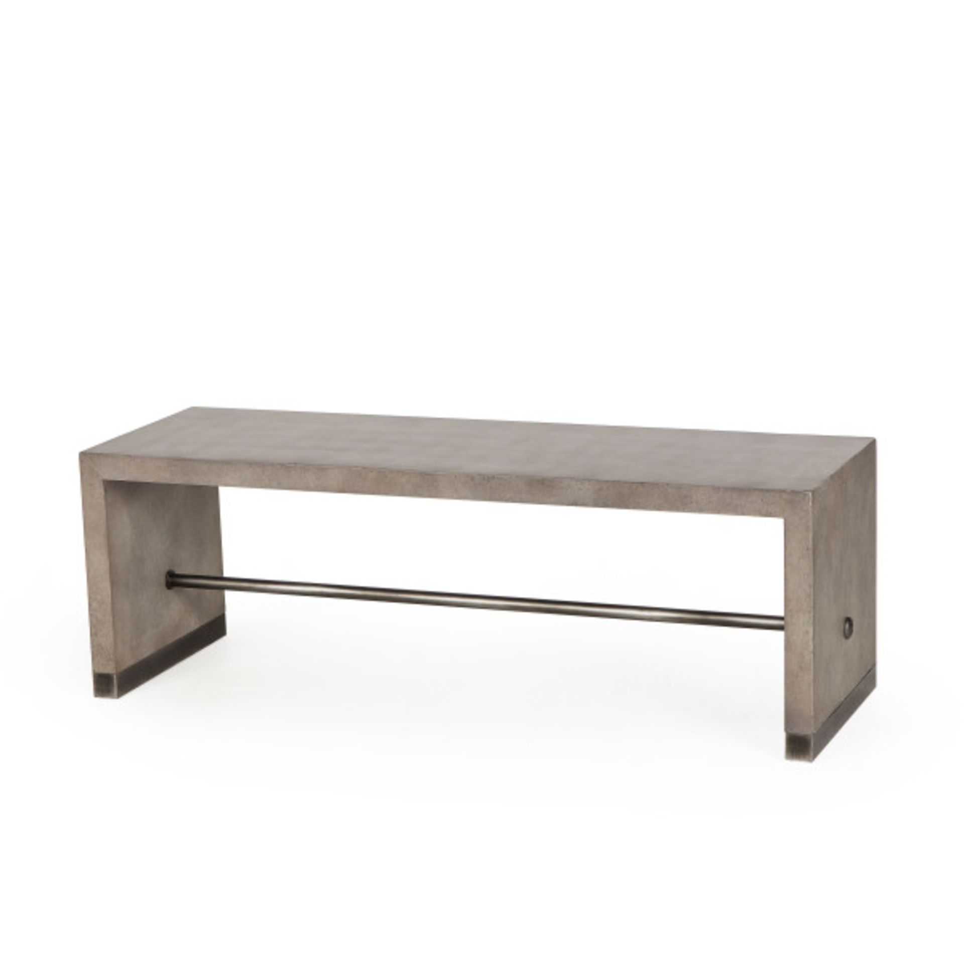 Andrew Martin Tables Maynard Coffee Table A simple Precast board top coffee table with metal bar and