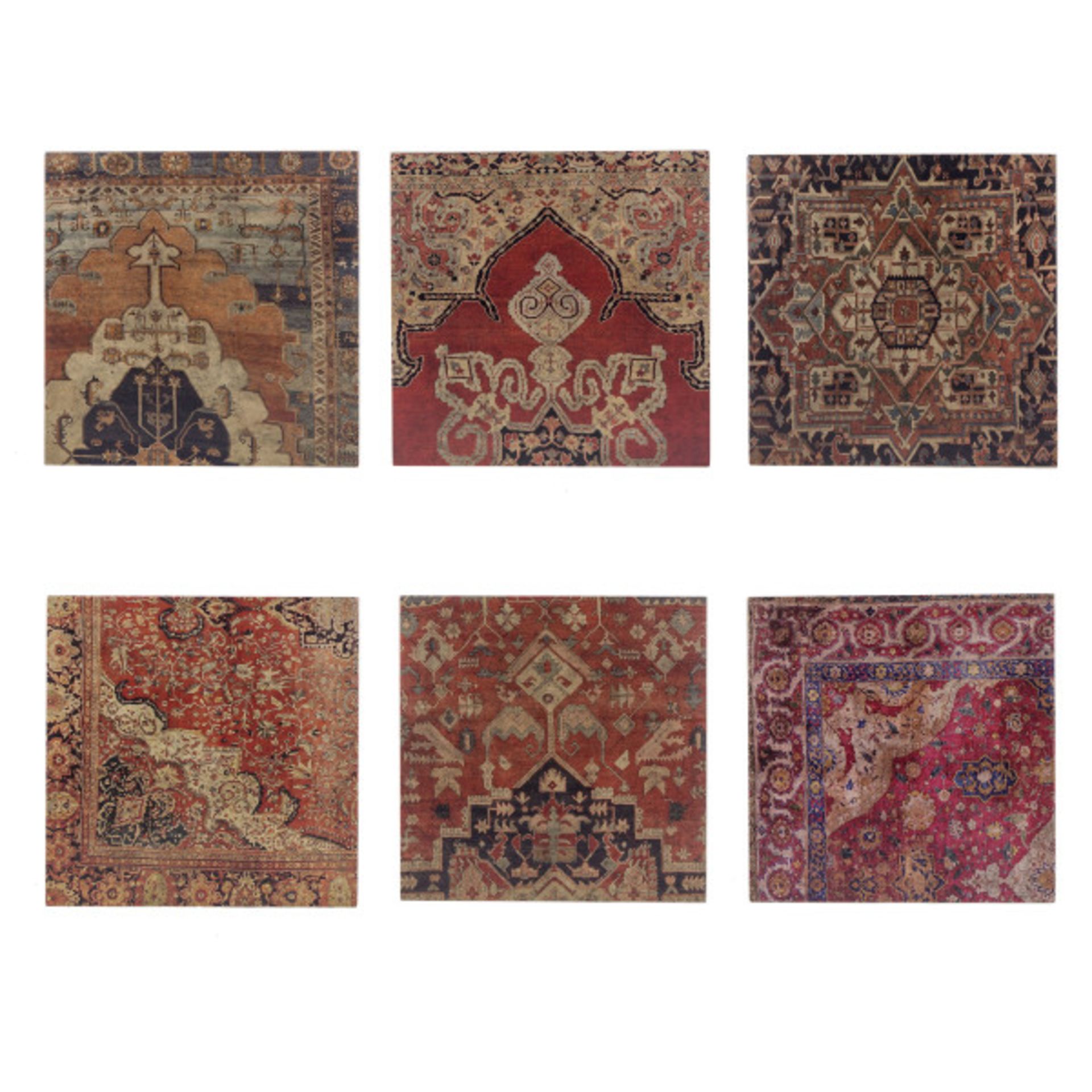 Coup & Co Art Persian Carpet Wall Tiles - Color Persian Carpet Wall Tiles Full Colour Set of 6 35.