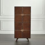 Thomas Bina Miles Tower Dresser Cruzeta Wood Top-Side Panel, Leather Prado Espresso, Oak Wood Leg,