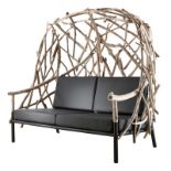 Bleu Nature F243G Outline Sofa 2 Seater Wing Without Cushion Drift Wood & Black 170 x 100 x 160cm